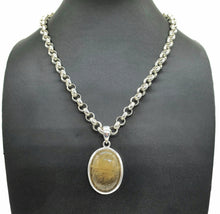Load image into Gallery viewer, Golden Rutilated Quartz Pendant, Sterling Silver, Oval Shaped, 45 Carats - GemzAustralia 