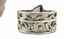 Load image into Gallery viewer, Amethyst &amp; Blue Topaz Ring, Size 8.5, Wide band, Sterling Silver, Marquise Shape - GemzAustralia 