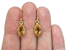 Load image into Gallery viewer, Citrine Earrings, Marquise or oval Shaped, Sterling Silver, 18K Gold Electroplated - GemzAustralia 