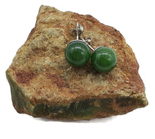 Load image into Gallery viewer, Canadian Jade Ball studs, Sterling Silver, Deep Green Jade Balls, British Columbia Nephrite Jade - GemzAustralia 