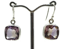 Load image into Gallery viewer, Ametrine Earrings, Sterling Silver, Square Shaped, Mixture of Amethyst &amp; Citrine, Trystine Crystal - GemzAustralia 