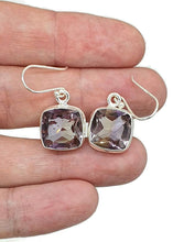 Load image into Gallery viewer, Ametrine Earrings, Sterling Silver, Square Shaped, Mixture of Amethyst &amp; Citrine, Trystine Crystal - GemzAustralia 