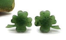 Load image into Gallery viewer, Canadian Jade 4 leaf clover studs, Sterling Silver, Deep Green Jade - GemzAustralia 
