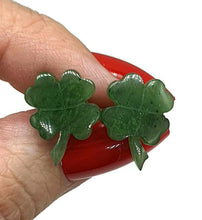 Load image into Gallery viewer, Canadian Jade 4 leaf clover studs, Sterling Silver, Deep Green Jade - GemzAustralia 