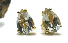 Load image into Gallery viewer, Citrine or Prasiolite Studs, Pear Shaped, Sterling Silver, 18K Gold Electroplated - GemzAustralia 