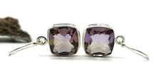 Load image into Gallery viewer, Ametrine Earrings, Sterling Silver, Square Shaped, Mixture of Amethyst &amp; Citrine, Trystine Crystal - GemzAustralia 