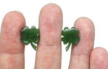 Load image into Gallery viewer, Canadian Jade 4 leaf clover studs, Sterling Silver, Deep Green Jade - GemzAustralia 