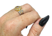 Load image into Gallery viewer, RESERVED FOR MAREE - Clear Quartz Ring, size 8, Sterling Silver, Two Tone, Gold and Silver, Halo Ring - GemzAustralia 