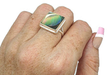 Load image into Gallery viewer, Paua Shell Ring, Size 7, Sterling Silver, Abalone Shell, Square Shape - GemzAustralia 