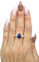 Load image into Gallery viewer, Lapis Lazuli Ring, 3 Sizes, Sterling Silver, Pear Shaped, Heart Design, Zodiac Stone - GemzAustralia 