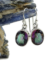 Load image into Gallery viewer, Mystic Topaz Earrings, Sterling Silver, Oval Shaped, Purple / Green Gem - GemzAustralia 