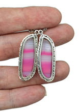 Load image into Gallery viewer, Pink &amp; White Agate Earrings, Sterling Silver, Banded Chalcedony - GemzAustralia 