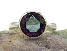 Load image into Gallery viewer, Round Mystic Topaz Ring, 3 Sizes, Sterling Silver, 4 carats, Purple Green Gem - GemzAustralia 