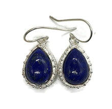 Load image into Gallery viewer, Lapis Lazuli Earrings, Sterling Silver, Pear Shaped, Protection Stone - GemzAustralia 