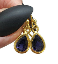 Load image into Gallery viewer, Iolite Earrings, Sterling Silver, 18k gold plated, Water Sapphire, Blue Violet Gem - GemzAustralia 