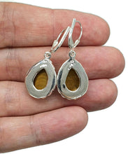 Load image into Gallery viewer, Tiger's Eye Earrings, Pear Shaped, Sterling Silver, Courage &amp; Strength Symbol - GemzAustralia 