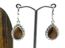 Load image into Gallery viewer, Tiger's Eye Earrings, Pear Shaped, Sterling Silver, Courage &amp; Strength Symbol - GemzAustralia 