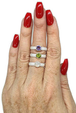 Load image into Gallery viewer, Amethyst, Peridot or Rainbow Moonstone Ring, Sterling Silver - GemzAustralia 