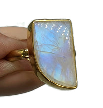 Load image into Gallery viewer, Rainbow Moonstone Ring, Size 9, Sterling Silver, 14k gold plated - GemzAustralia 