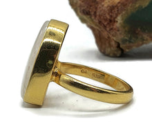 Load image into Gallery viewer, Rainbow Moonstone Ring, Size 9, Sterling Silver, 14k gold plated - GemzAustralia 