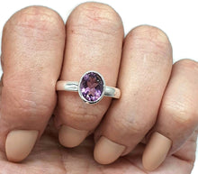 Load image into Gallery viewer, Amethyst Ring, Size 10, Oval Shaped, Sterling Silver, February Birthstone - GemzAustralia 