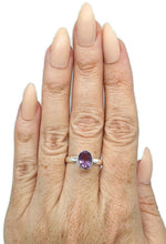 Load image into Gallery viewer, Amethyst Ring, Size 10, Oval Shaped, Sterling Silver, February Birthstone - GemzAustralia 