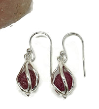 Load image into Gallery viewer, Sensational Raw Ruby Cage Earrings, July Birthstone - GemzAustralia 