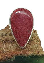 Load image into Gallery viewer, Thulite Ring, size 9, Sterling Silver, Vibrant Pink Gemstone - GemzAustralia 
