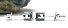 Load image into Gallery viewer, Round Brilliant cut, London Blue Topaz Studs, Sterling Silver - GemzAustralia 