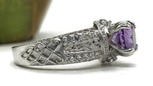 Load image into Gallery viewer, Amethyst Ring, size 6.75, Sterling Silver, Round Brilliant Cut - GemzAustralia 