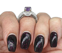 Load image into Gallery viewer, Amethyst Ring, size 6.75, Sterling Silver, Round Brilliant Cut - GemzAustralia 