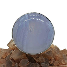 Load image into Gallery viewer, Blue Lace Agate Ring, Size 9, Sterling Silver, Round Shape - GemzAustralia 