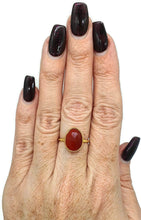 Load image into Gallery viewer, Red Onyx Ring, Size 7.75, Sterling Silver, 14K Gold Plated - GemzAustralia 