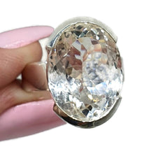 Load image into Gallery viewer, Oval Clear Quartz Ring, Size 7.75, Sterling Silver, 13 carats - GemzAustralia 