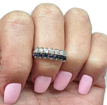 Load image into Gallery viewer, Sapphire &amp; White Topaz Ring, Size 7, Sterling Silver, September Birthstone - GemzAustralia 