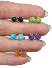 Load image into Gallery viewer, Gemstone Stud Earrings, 1.5 carats, Round Shaped, Sterling Silver - GemzAustralia 