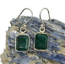 Load image into Gallery viewer, Emerald Earrings, Sterling Silver, May Birthstone, Rectangle Shaped, Stone of Inspiration - GemzAustralia 