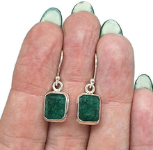 Load image into Gallery viewer, Emerald Earrings, Sterling Silver, May Birthstone, Rectangle Shaped, Stone of Inspiration - GemzAustralia 
