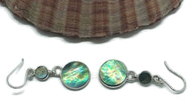 Load image into Gallery viewer, Paua Shell Earrings, Sterling Silver, Abalone Shell, Dangly Round Drops, Prosperity - GemzAustralia 
