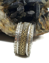 Load image into Gallery viewer, Two Rone Spinner ring, 2 Sizes, Sterling Silver, Solid Gold brass, Meditation Ring - GemzAustralia 