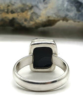 Load image into Gallery viewer, Shungite Ring, Size 7, Sterling Silver, Rectangle Shaped, Black Lustrous Gemstone - GemzAustralia 