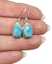 Load image into Gallery viewer, Larimar Earrings, Dolphin Stone, Stone of Atlantis, Sterling Silver, Rectangle Shape - GemzAustralia 