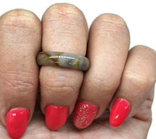 Load image into Gallery viewer, Brown Green Jasper Ring, Size 7.25, Solid Jasper Band, Stacking Ring, Calming Stone - GemzAustralia 