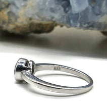 Load image into Gallery viewer, London Blue Topaz Ring, Size 8 Sterling Silver, Round Shaped Solitaire Ring - GemzAustralia 