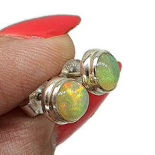 Load image into Gallery viewer, Ethiopian Opal Studs, Sterling Silver, Round Shaped, October Birthstone - GemzAustralia 