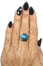 Load image into Gallery viewer, Labradorite Ring, Size 6.75, Sterling Silver, Checkerboard faceted, Square Shape - GemzAustralia 
