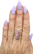 Load image into Gallery viewer, Rhodonite &amp; Black Manganese Ring, Size 9, Sterling Silver, Pink Manganese - GemzAustralia 