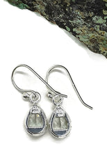 Load image into Gallery viewer, Prasiolite Earrings, Pear Faceted, Green Amethyst Gemstone, Sterling Silver, Bezel Set - GemzAustralia 
