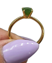 Load image into Gallery viewer, Jade Solitaire Ring, Size 8, Sterling Silver, 18k Gold Electroplated - GemzAustralia 