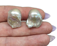 Load image into Gallery viewer, Baroque Flameball Pearl Studs, Freshwater Pearls, Sterling Silver, June Birthstone, Natural - GemzAustralia 